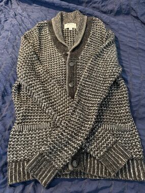 rag & bone Black and White Knit Shawl Collar Cardigan